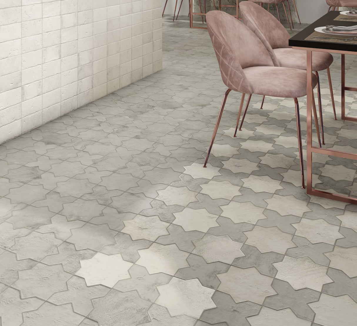 star cross tile grey