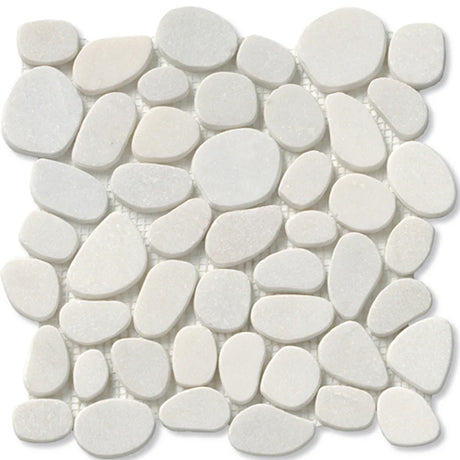 spindrift crystal white Spindrift Marble Honed Pebble Tile