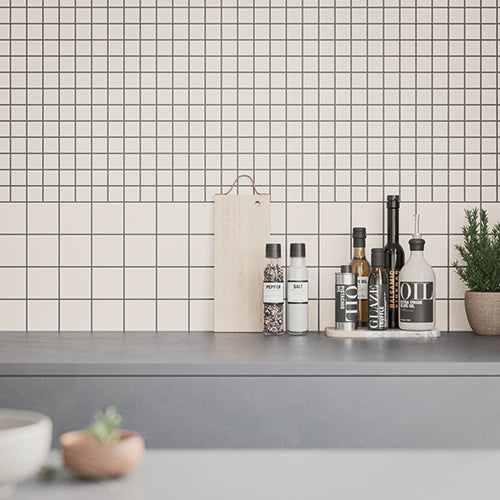 white Raster Porcelain Tile Squares Matte 6x6