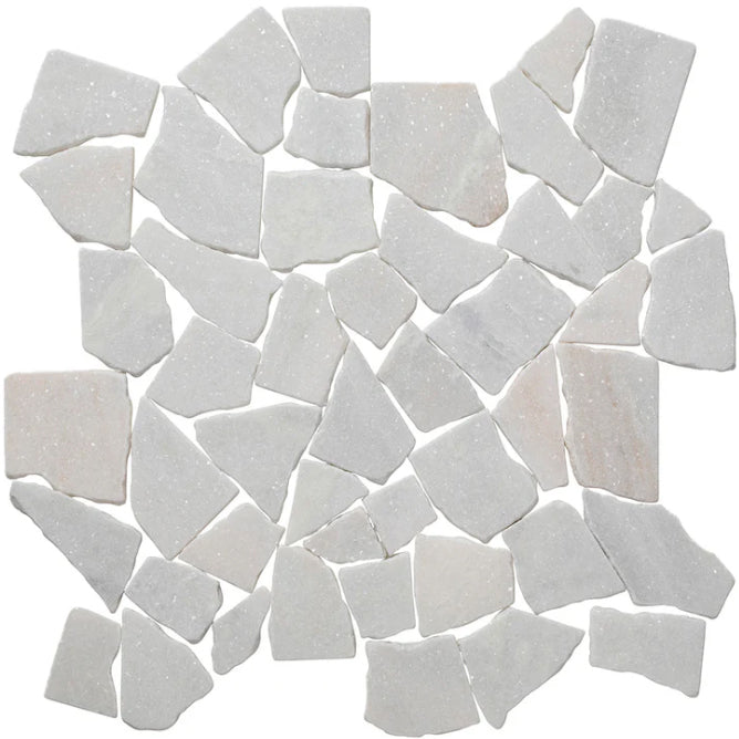 white Large Random Tumbled Marble Mosaic Tile