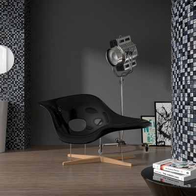 white black 1"x1" Moon Squares Glass Mosaic