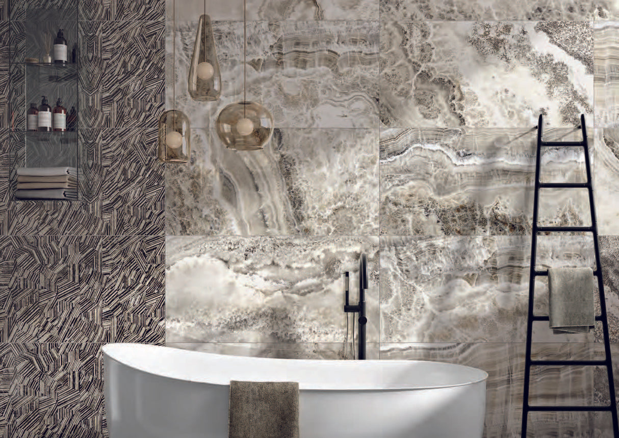 The Room Black Dahlia 48x48 wall tile