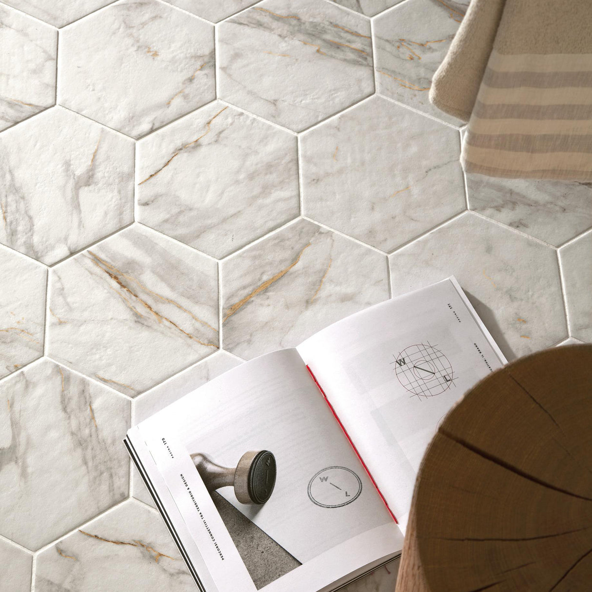 Bistrot 8x7 Hexagon porcelain wall and floor tile ragno bistrot