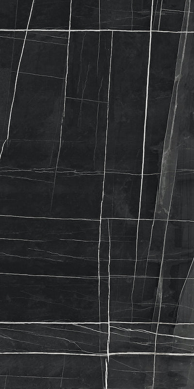 Infinito Sahara Noir Polished 64X126 porcelain slab bookmatch
