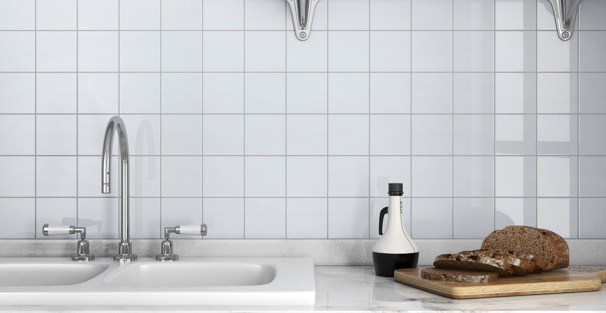 Ice 4x10 ceramic tile kitchen