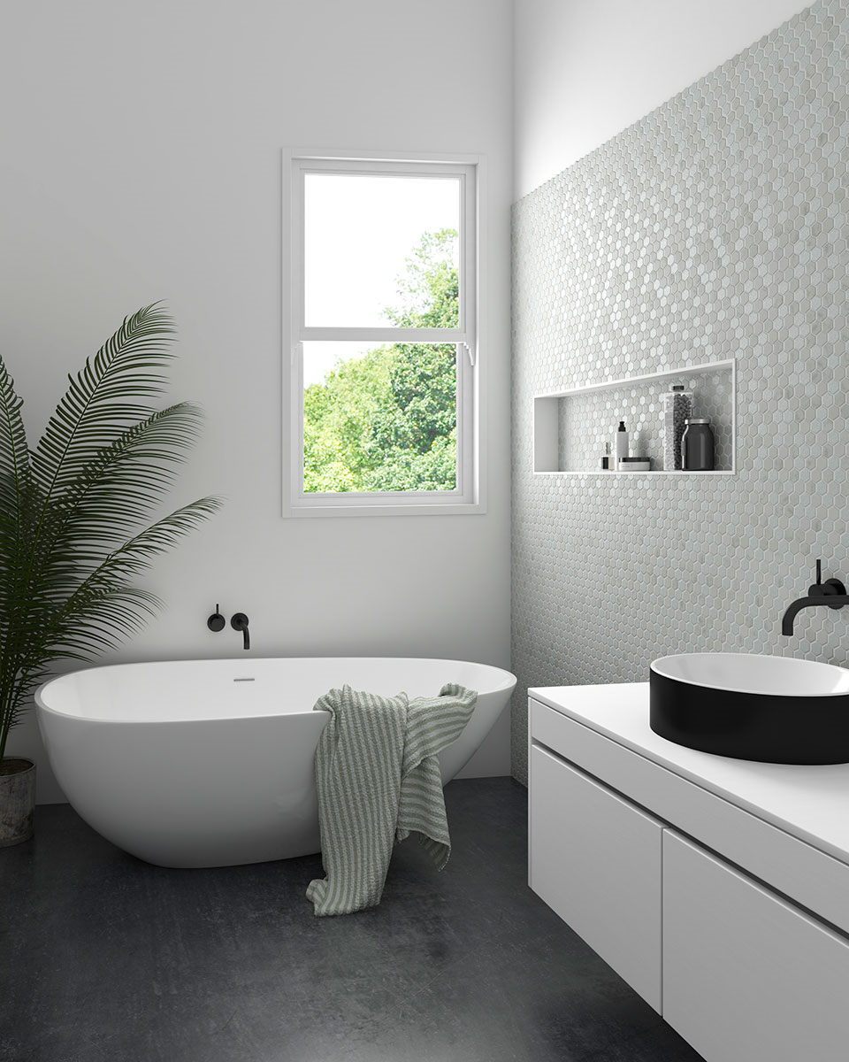Glass 1.4”X1.4” Hexagon Tile snow bathroom tiles