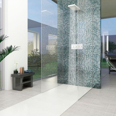 living room tile 1"x1" Moon Squares Glass Mosaic