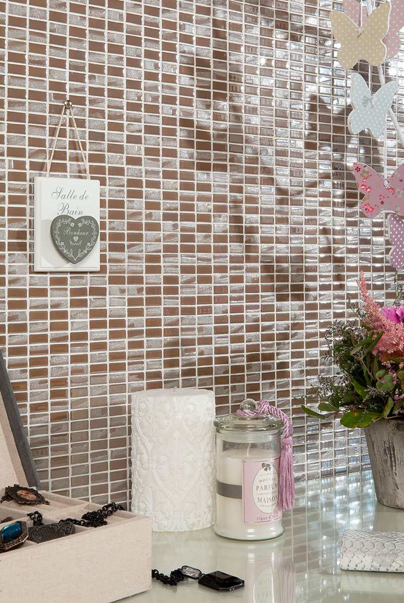 0.5"x1" Bijou Brick Glass Mosaic coffee tile
