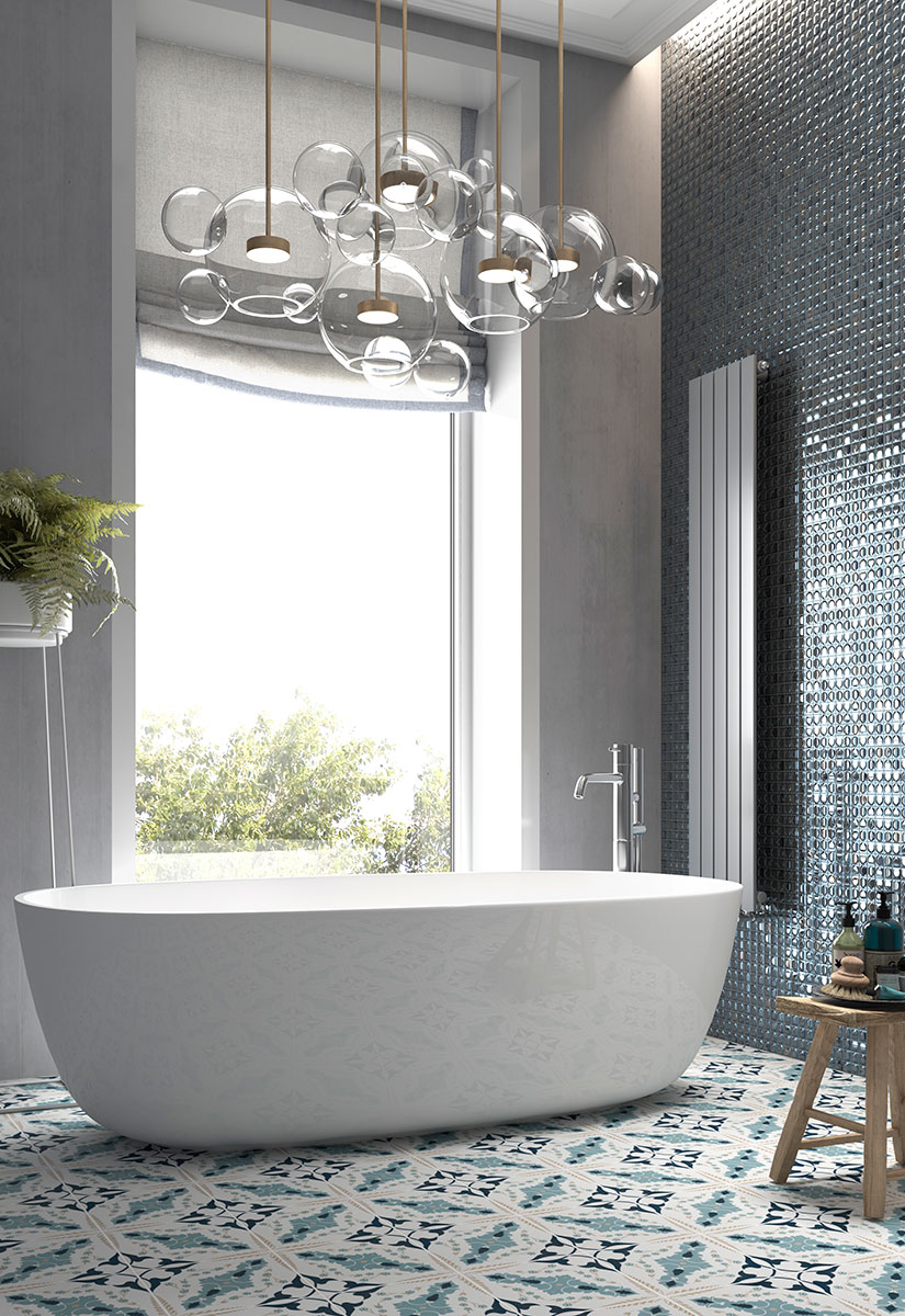 1"x1" Aura Squares Glass Mosaic silver tile