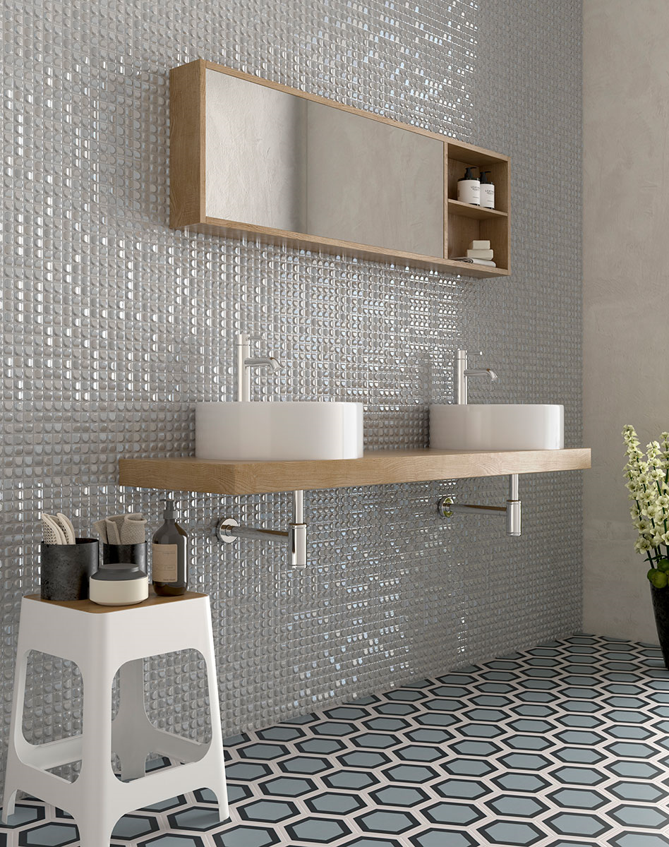 1"x1" Aura Squares Glass Mosaic white tile