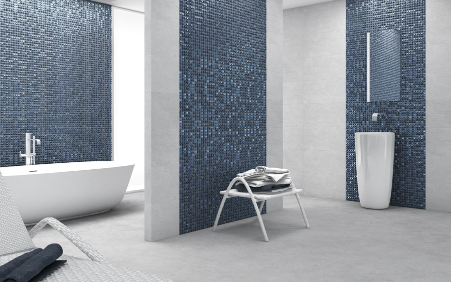 1"x1" Aura Squares Glass Mosaic dark blue tile