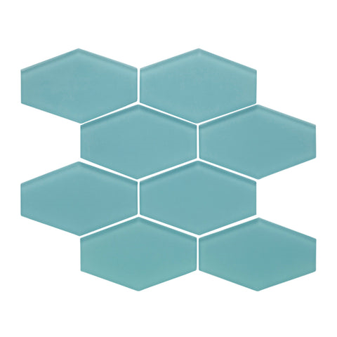 azure hexagon matte glass mosaic tile