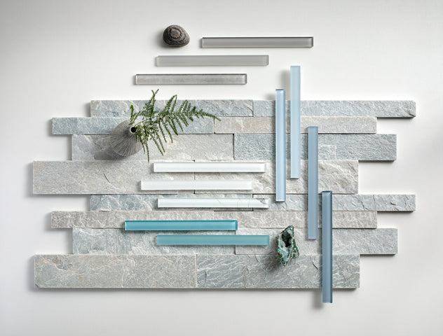 azure wall tiles Flat Gloss Glass Trim Finish