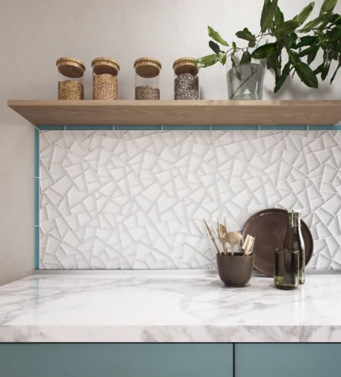 azure Flat Matte Glass Trim Finish kitchen tile