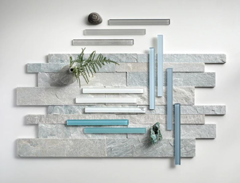 azure bathroom tiles Flat Matte Glass Trim Finish