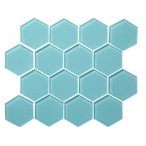 azure Hexagon Matte Glass Mosaic