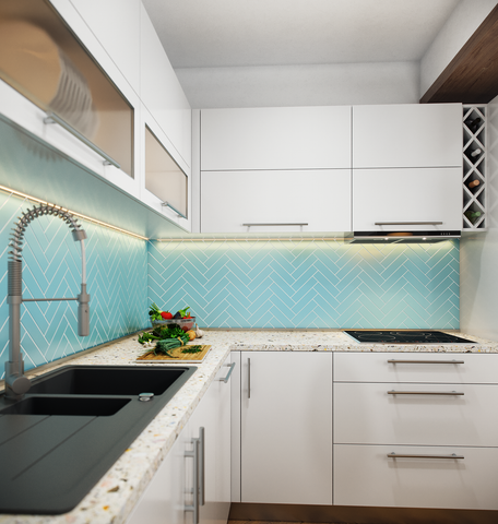 azure kitchen tile 2"x8" Rectangle Matte Glass Tile
