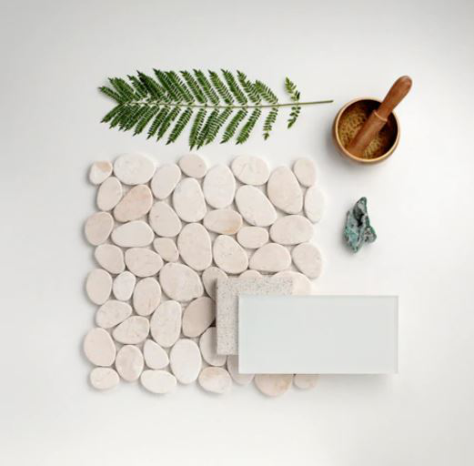 beige marble Cobbles Tumbled Pebble Tile