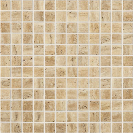 beige 1"x1" Stone Travertino Squares Glass Mosaic tile