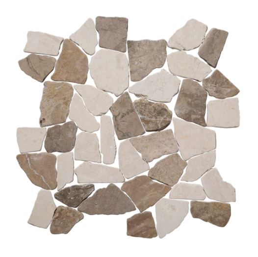 beige Large Random Tumbled Marble Mosaic Tile