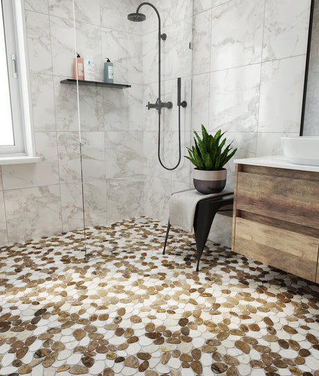 beige tan Cobbles Tumbled Pebble Tile