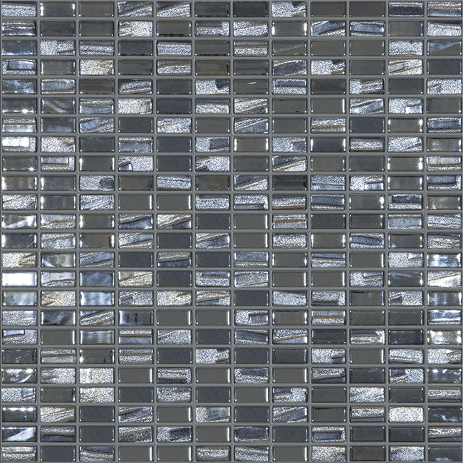 0.5"x1" Bijou Brick Glass Mosaic black tile