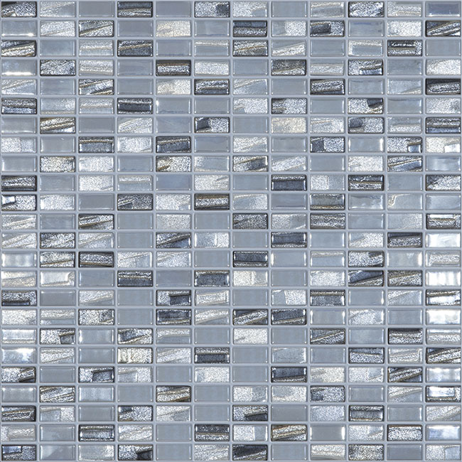 0.5"x1" Bijou Brick Glass Mosaic silver tile