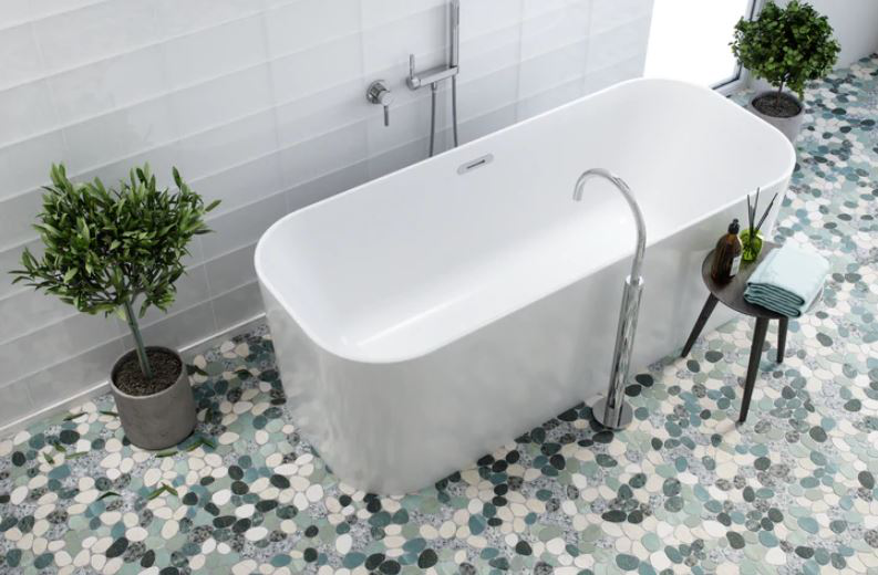 bird egg bathroom tile Level Honed Pebble Tile