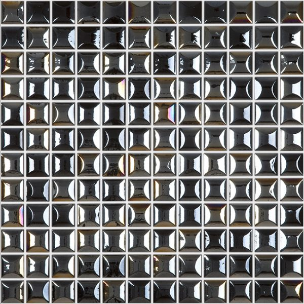 1"x1" Edna Squares Glass Mosaic black tile