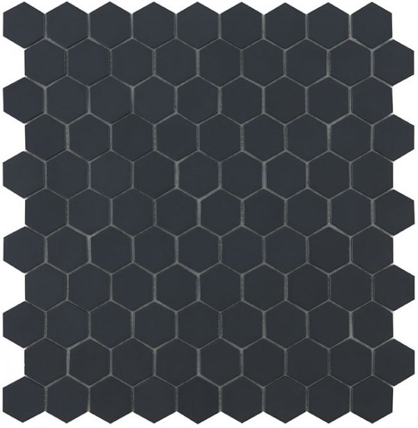 black 1.4"x1.4" Nordic Hexagon Glass Mosaic tile