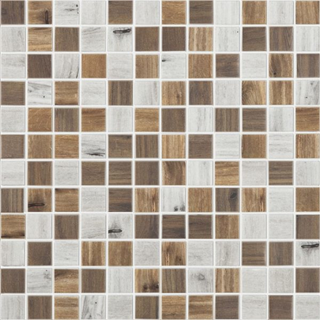 blend woods 1"x1" Wood Squares Glass Mosaic tile
