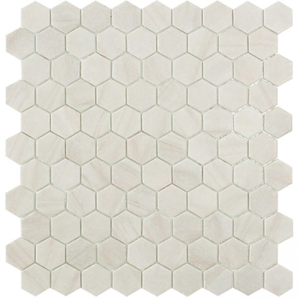 1.4"x1.4" Desert Hexagon Glass Mosaic bone desert tile