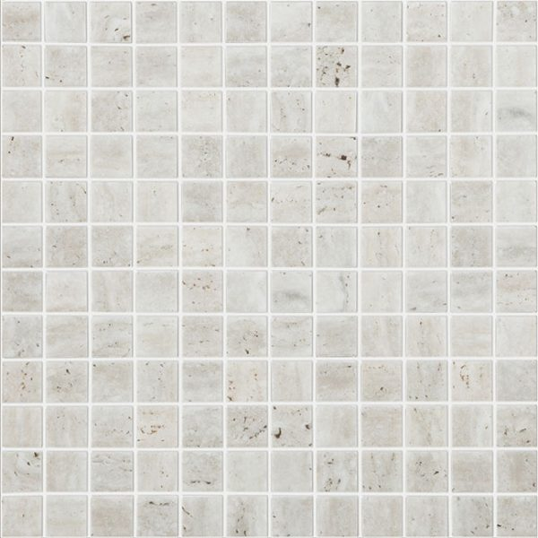 bone 1"x1" Stone Travertino Squares Glass Mosaic tile
