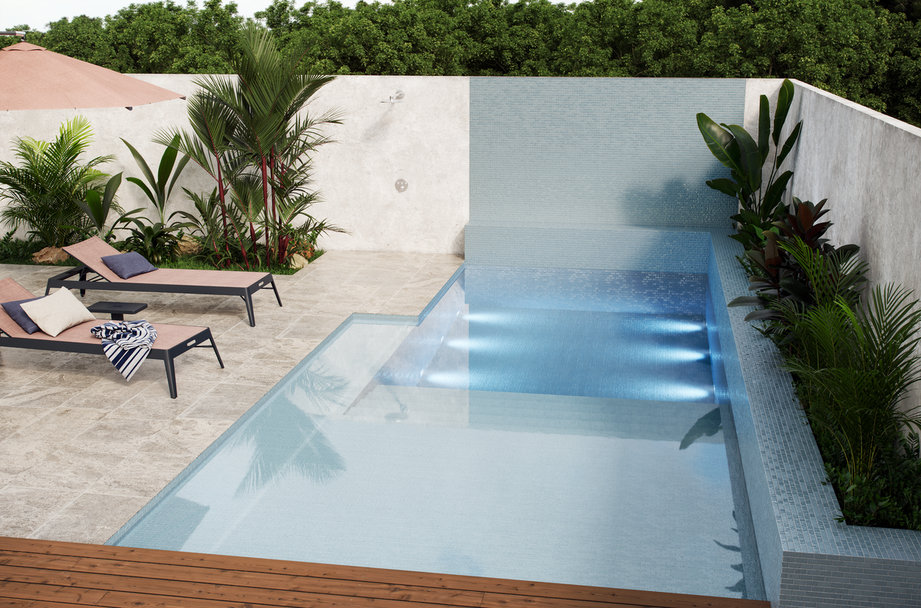 1"x2" Offset Lava Glass Mosaic burning ice pool tile