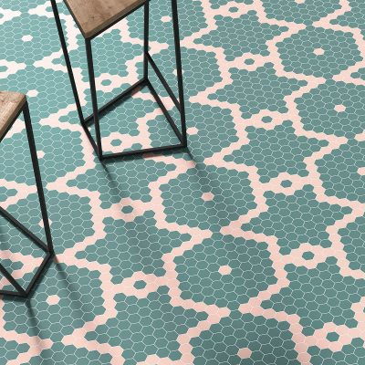 floor tile 1.4"x1.4" Candy Hexagon Glass Mosaic