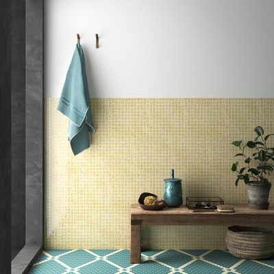 yellow wall 1.4"x1.4" Candy Hexagon Glass Mosaic