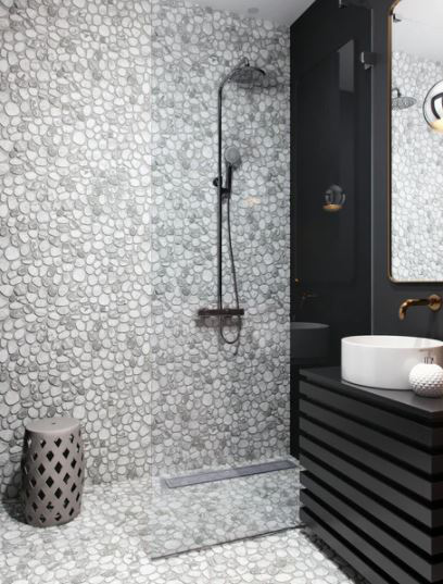 carrara Spindrift Marble Honed Pebble Tile