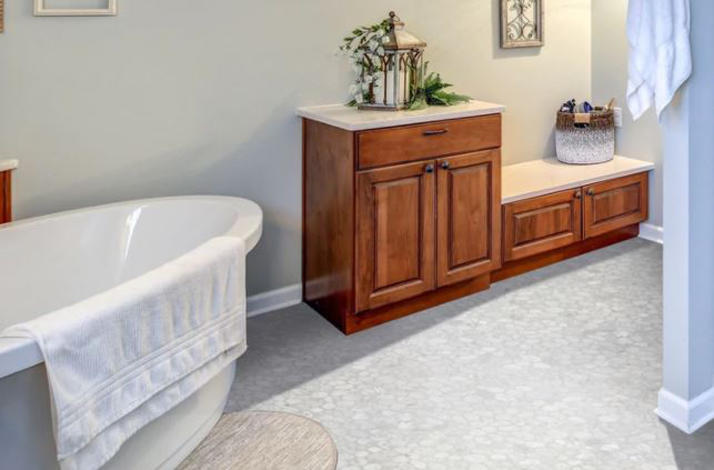 carrara bathroom Spindrift Marble Honed Pebble Tile