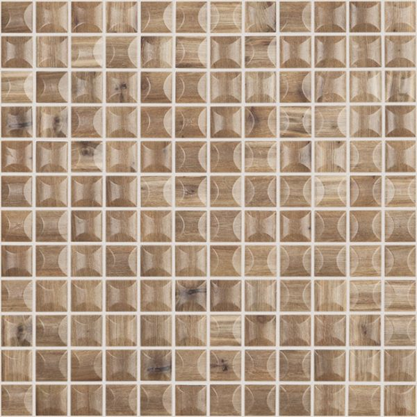 cerezo 1"x1" Edna Wood Squares Glass Mosaic tile