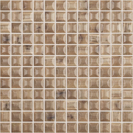 cerezo 1"x1" Edna Wood Squares Glass Mosaic tile