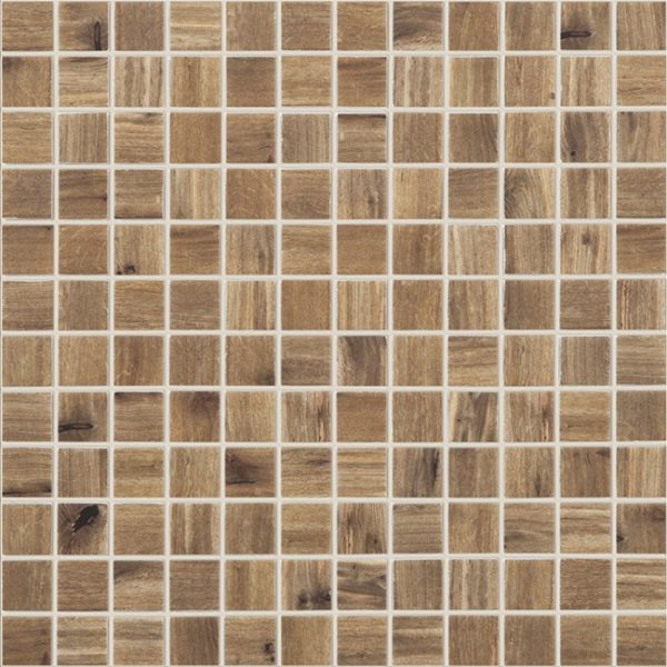 cerezo 1"x1" Wood Squares Glass Mosaic tile