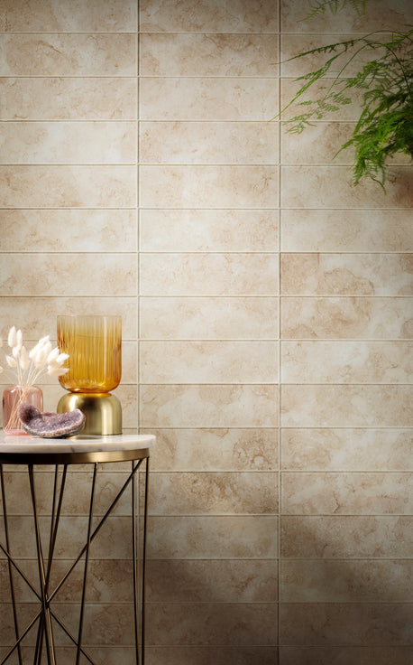 champagne 3.5"x12" Patina Rectangle Glass Tile wall and floor