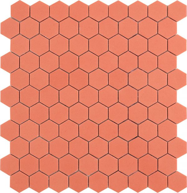 coral 1.4"x1.4" Candy Hexagon Glass Mosaic tile