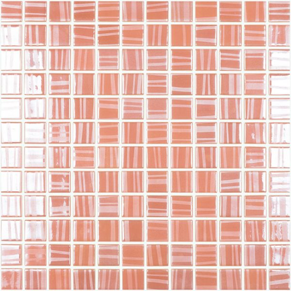 coral 1"x1" Tender Squares Glass Mosaic tile