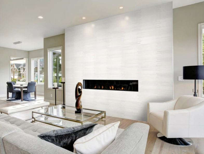 crystal white living room tile