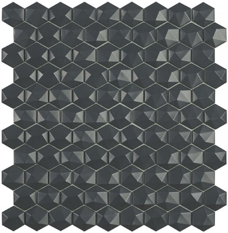 dark grey 1.4"x1.4" Nordic 3D Hexagon Glass Mosaic tile