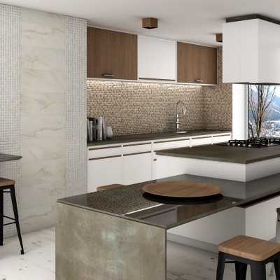 edna travertino 1"x1" Stone Edna Travertino Squares Glass Mosaic tile