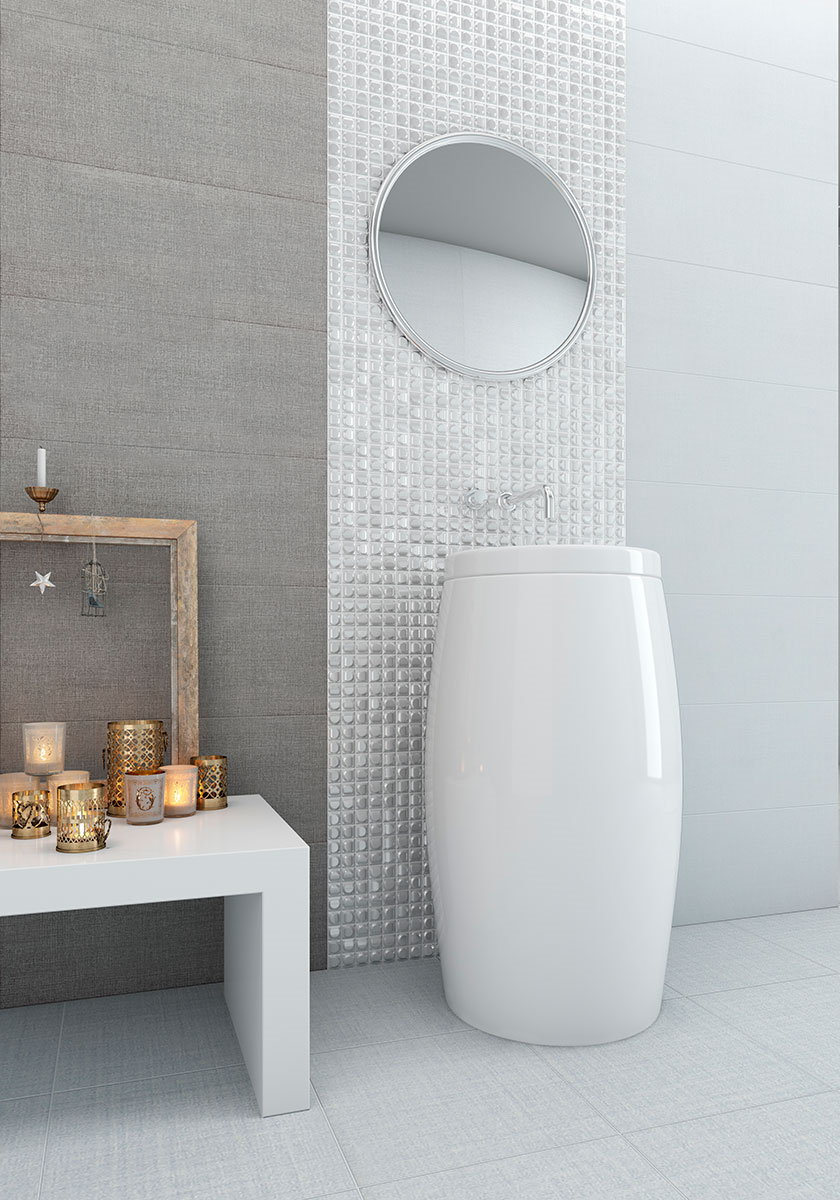 1"x1" Aura Squares Glass Mosaic white tile