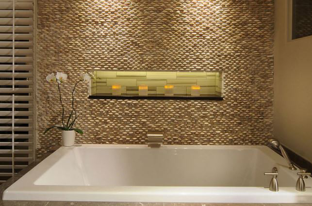 Stacked Natural Pebble Tile