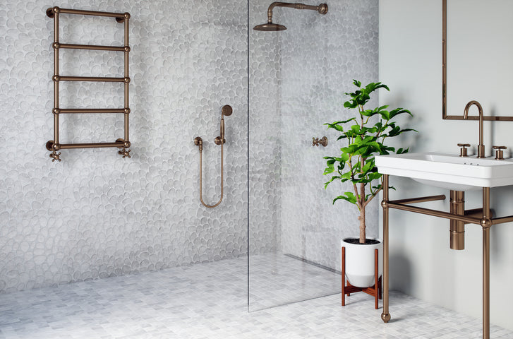 Spindrift Gloss Finish Glass Pebble Mosaic Tile bathroom tile